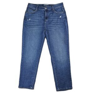 Sonoma Womens 12 High Rise Boyfriend Jeans Medium Wash Distressed Cropped